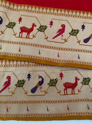 Banarasi Katan Silk Paithani Saree | Red | Handwoven | Silk Mark Certified | Ships from California